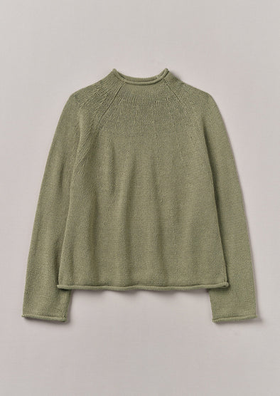 Organic Cotton Linen Easy Sweater | Sage