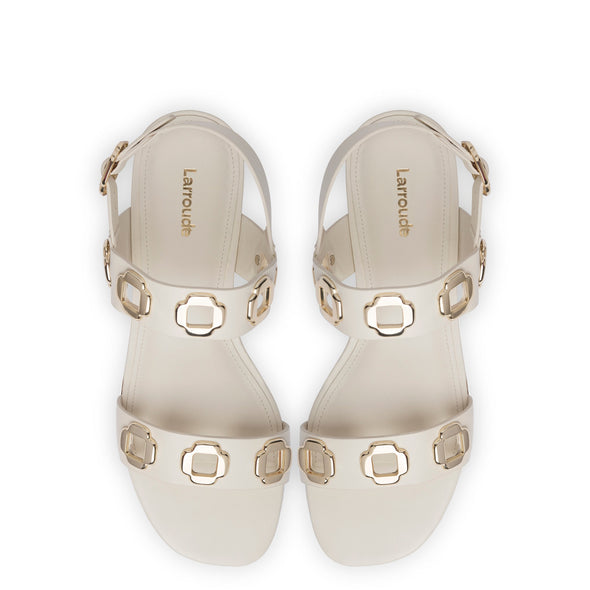 Milan Flat Sandal In Ivory Leather