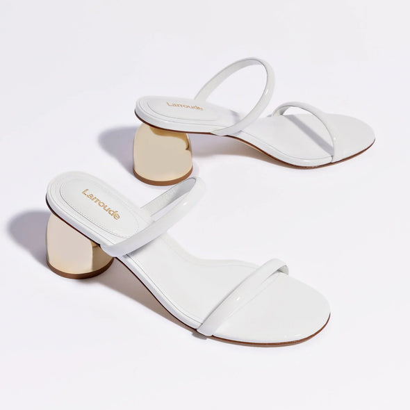 Dew Drop Mule In White Patent Leather