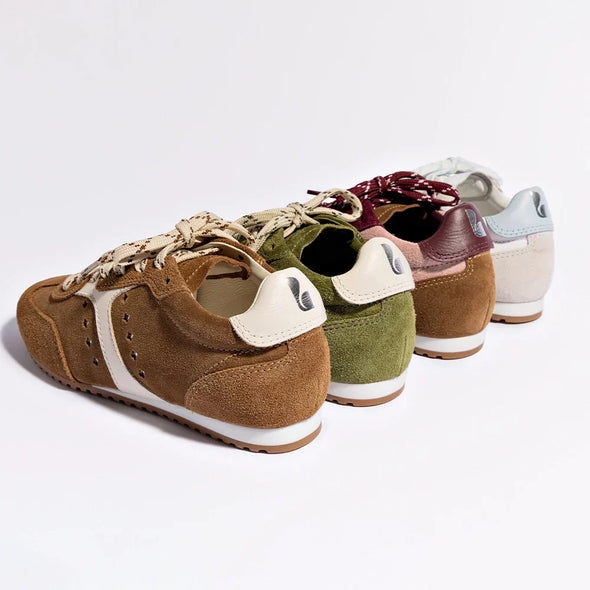 Stella Sneaker In Tulip, Russet and Wine Suede and Silver Metallic Leather