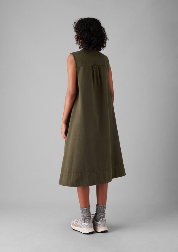 Garment Dyed Sleeveless Tunic Dress | Sap Green