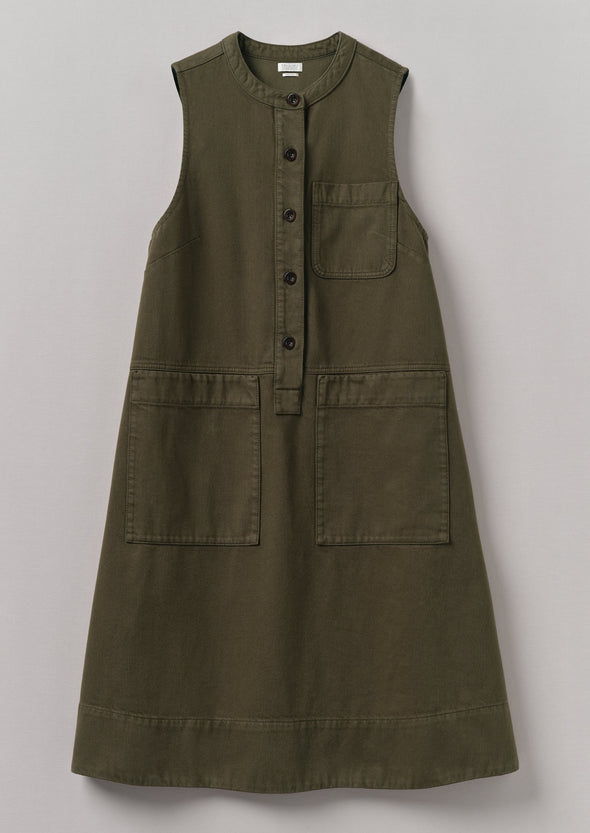 Garment Dyed Sleeveless Tunic Dress | Sap Green