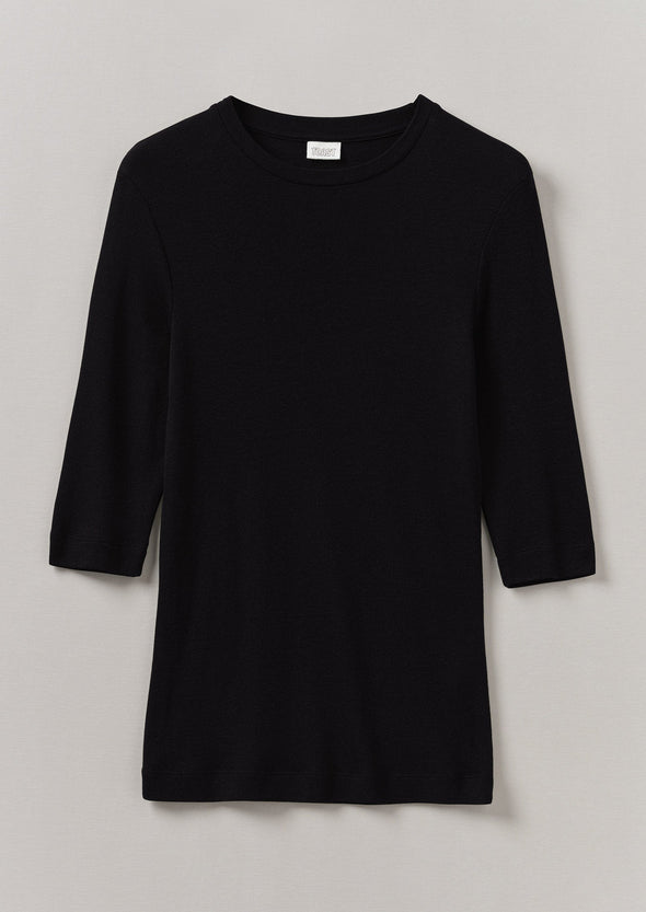 Fitted Half Sleeve Tee | Black