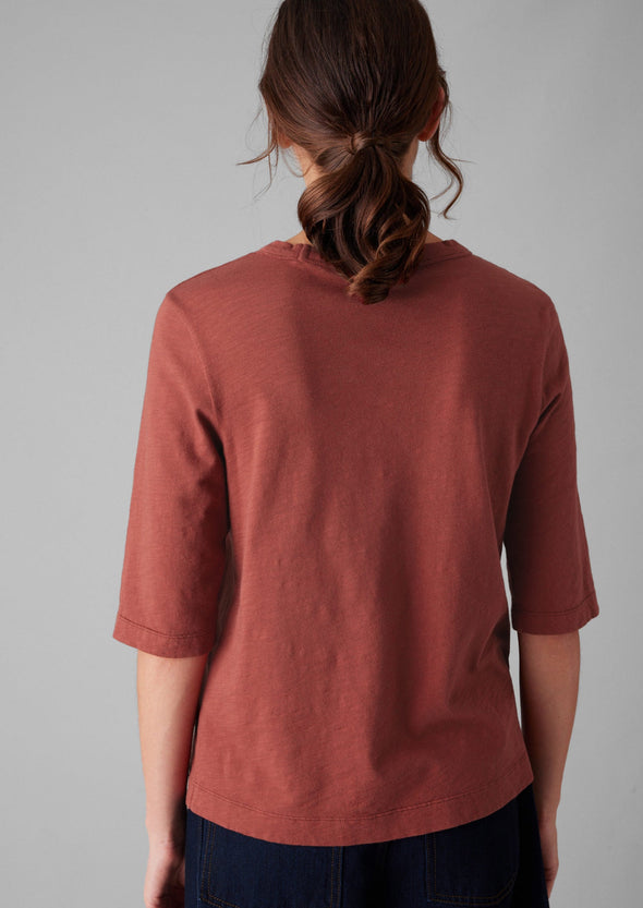 Cleo Garment Dyed Organic Cotton Tee | Braeburn Red