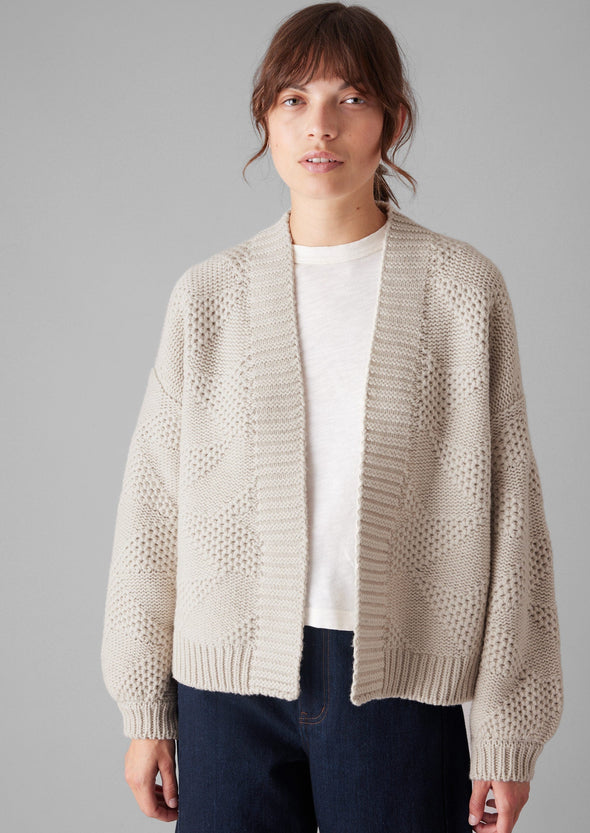 Tessellated Textured Easy Cardigan | Bone