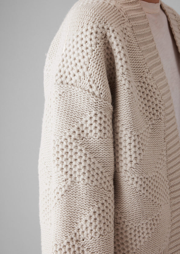 Tessellated Textured Easy Cardigan | Bone