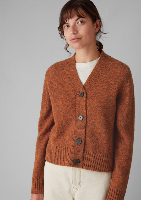 Kaia V-Neck Wool Cardigan | Ember