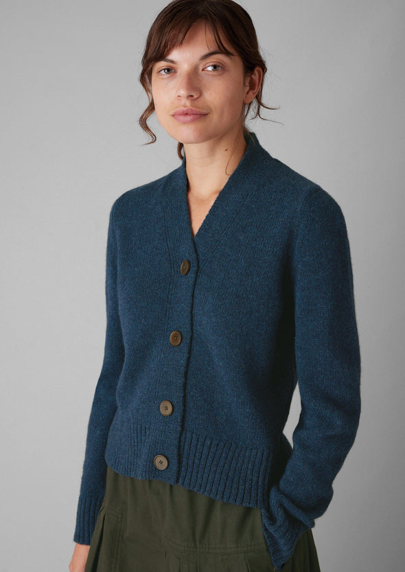 Kaia V-Neck Wool Cardigan | Petrol