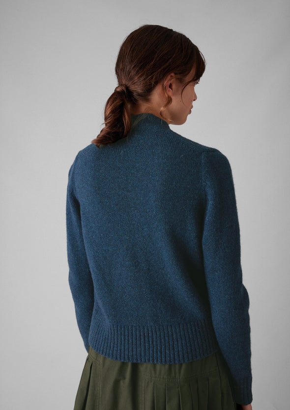 Kaia V-Neck Wool Cardigan | Petrol