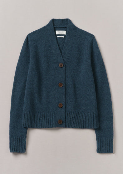 Kaia V-Neck Wool Cardigan | Petrol