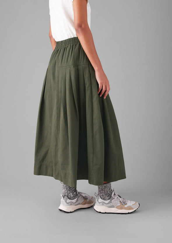 Pleated Organic Cotton Skirt | Duffle Green