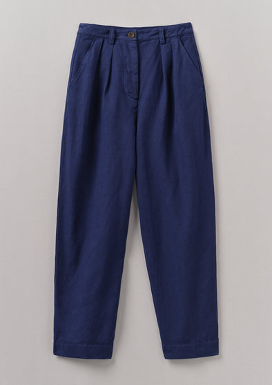 Cotton Linen Herringbone Pants | Maize Blue