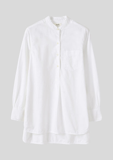 Taro Cotton Oxford Long Shirt | White