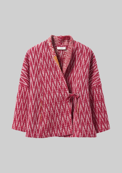 Repurposed Ikat Kantha Jacket | Reds