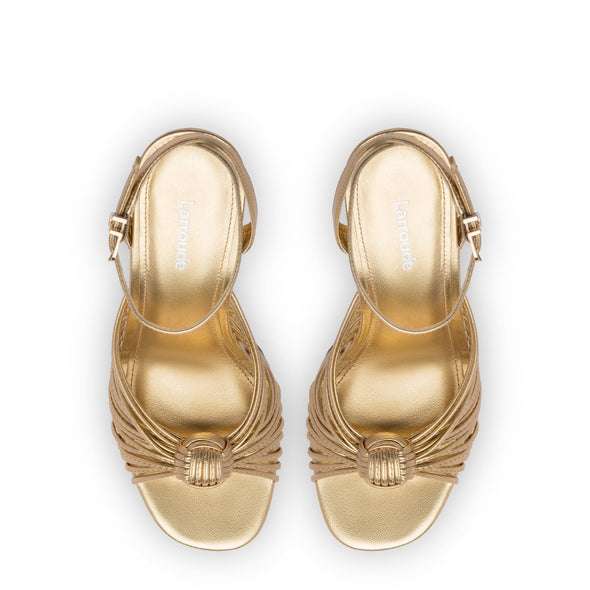 Valerie Platform Sandal In Gold Metallic Leather