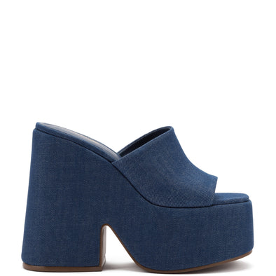 Wanda Platform Mule In Blue Denim